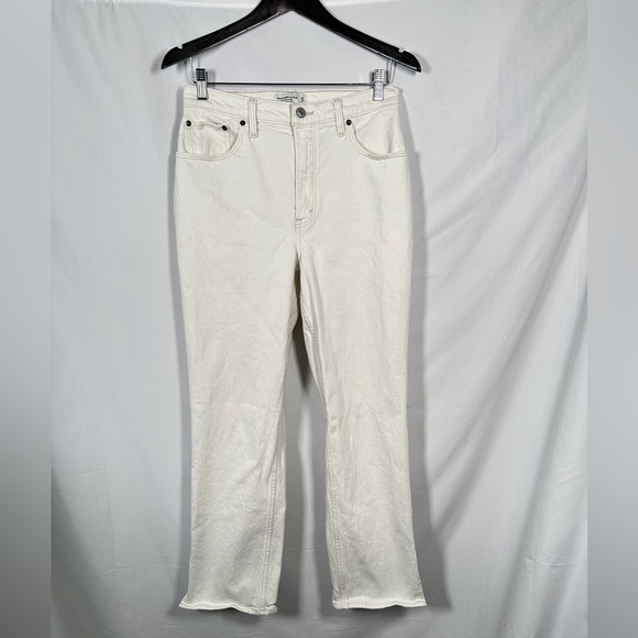 Abercrombie Fitch straight leg jeans ultra high rise stretch vent hem size 30 - Picture 2 of 8
